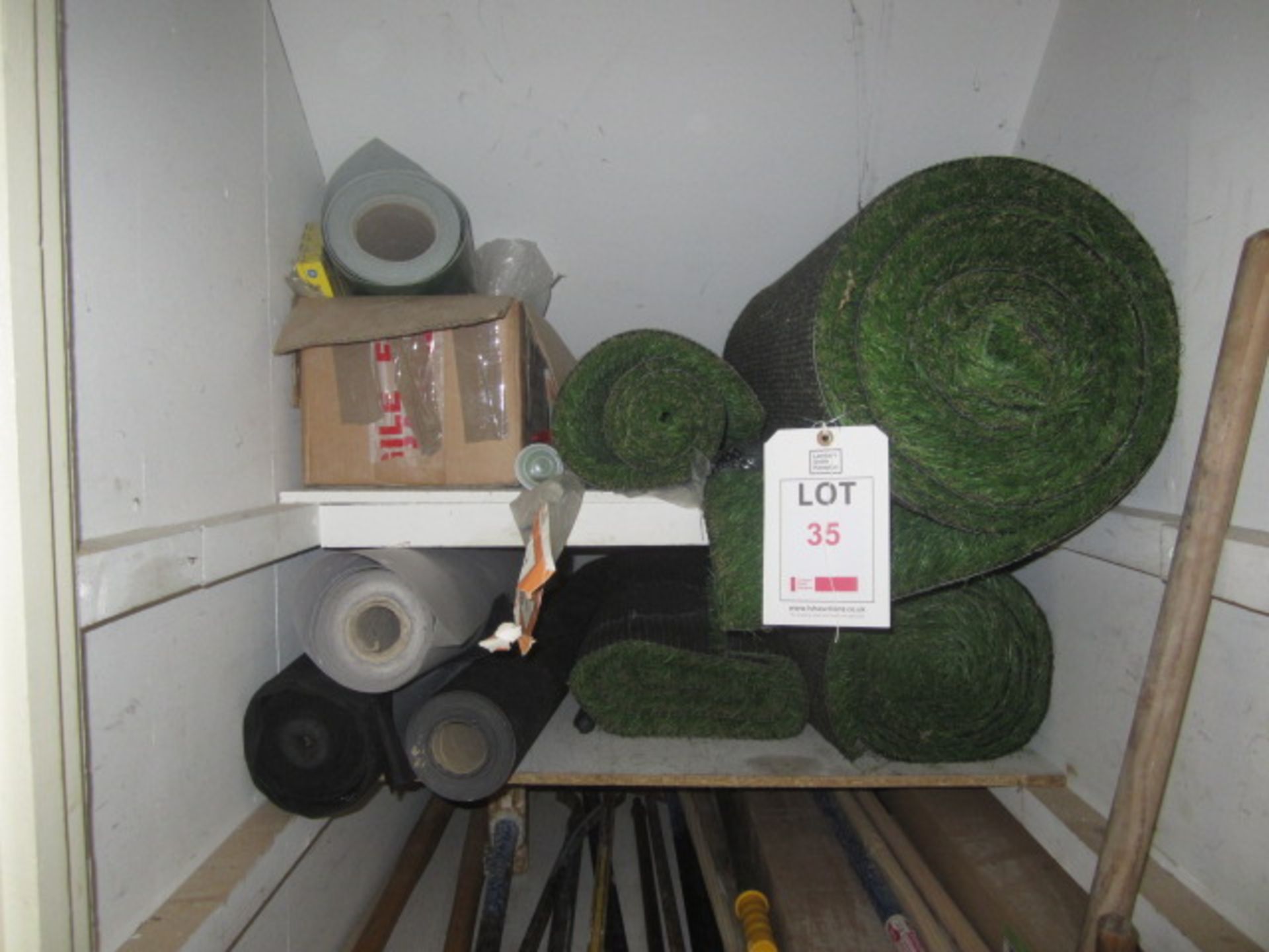 Assorted astro turf off cuts, weed membrane etc. Located: AC Interiors, Unit A1, Deseronto Trading