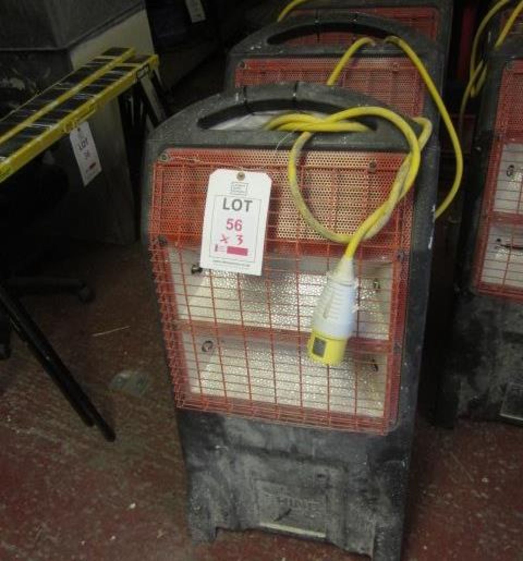 2 x Rhino TQ3 infra-red mobile heaters, 110v - heating element missing. Located: AC Interiors,