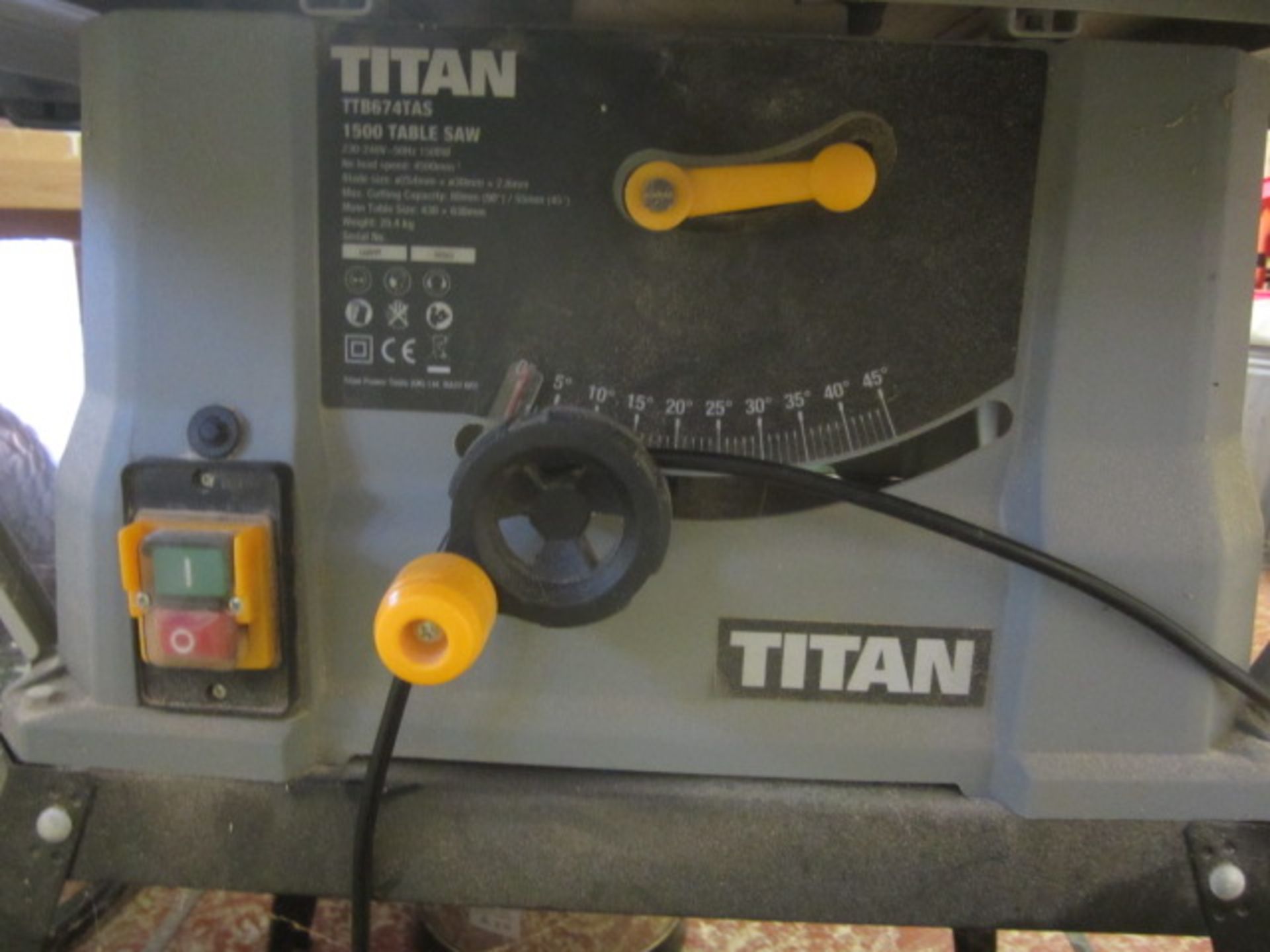 Titan 1500 table saw, model TTB 674 TAS, s/n: 15W40, 240v. Located: AC Interiors, Unit A1, Deseronto - Image 2 of 5