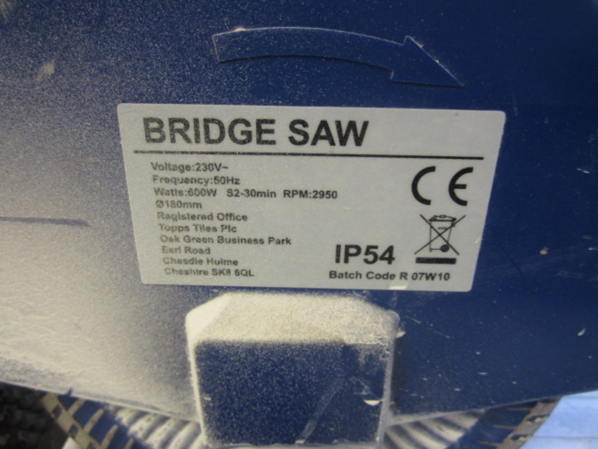 Wet Tile bridge saw, 600w with base, 180dia, 110v. Located: AC Interiors, Unit A1, Deseronto Trading - Image 3 of 3