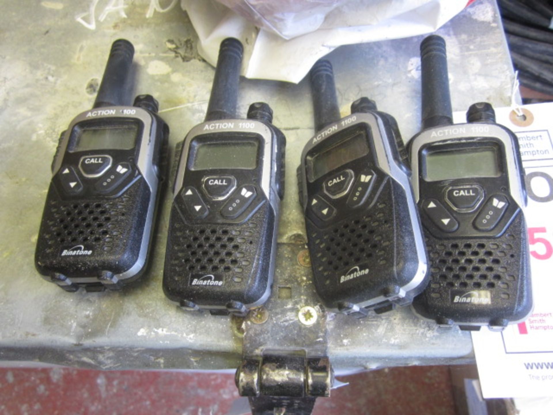 4 x Binatone Action 100 walkie talkies with 2 x double base stations. Located: AC Interiors, Unit