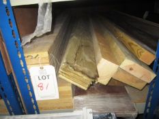 Assorted wood stock including assorted lengths, wood flooring, cement boards, skirting board etc.