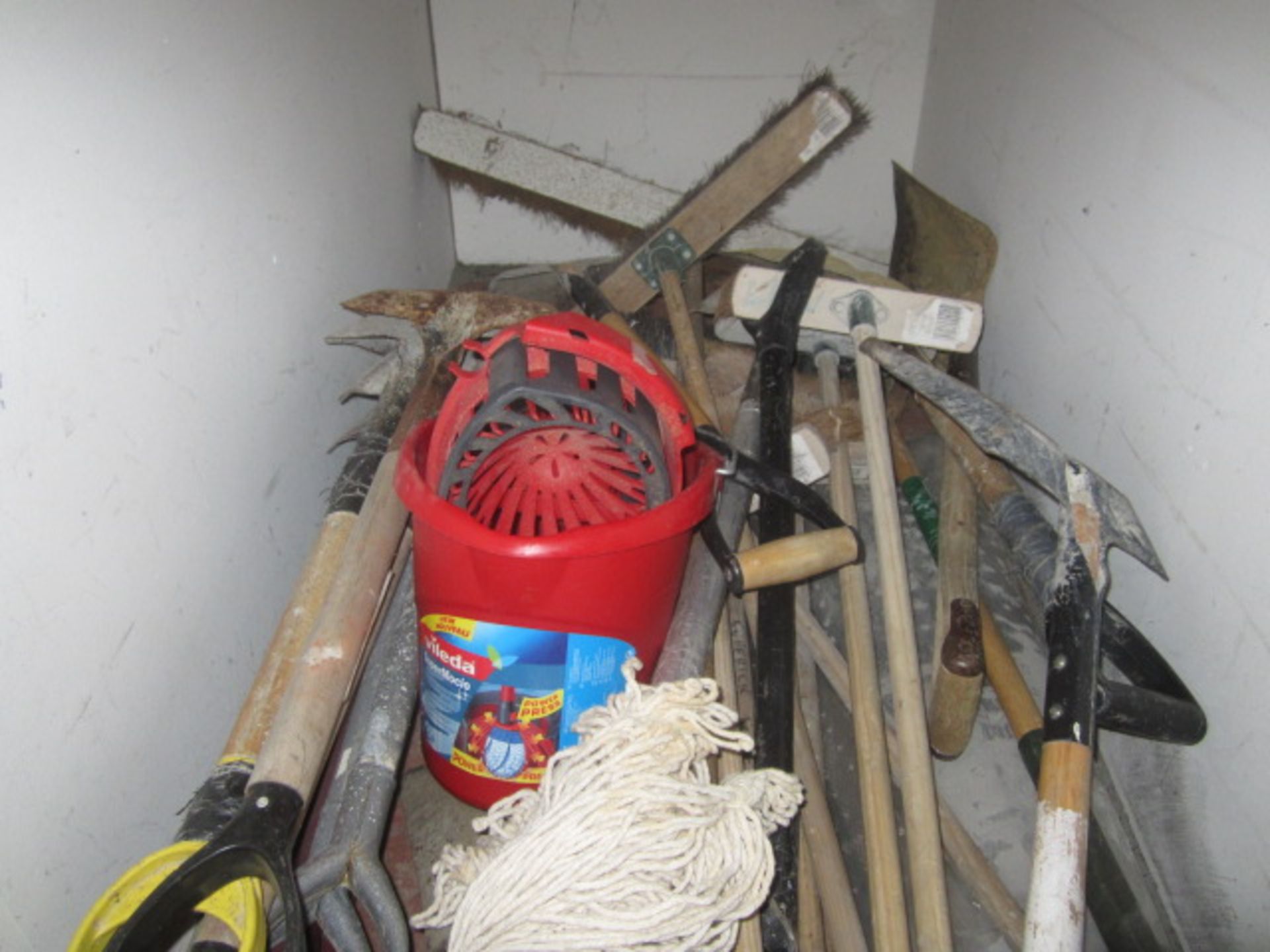 Quantity of assorted tools including spades, shovels, brushes, crow bars etc. Located: AC Interiors, - Image 3 of 4