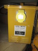 Carroll & Meynell site transformer, 3kva, 1 outlet, 110v. Located: AC Interiors, Unit A1,