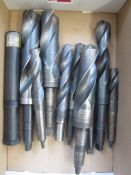 Box and contents to include assorted HSS drill bits to include ten HSS drill bits