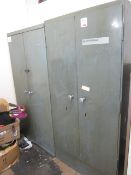 Three twin door steel storage cabinets