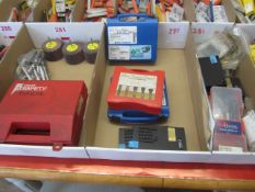 Three boxes and contents to include threading insert kits, thread repair kits, grinding wheals,