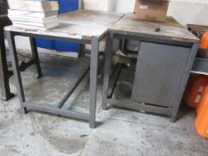 Three steel frame rectangular tables (only two in image)