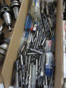 Box of assorted HSS tooling to include cutters and drill bits