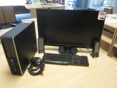 Three various desktop PC's including Dell Vostro 2 x HP Compaq, four LCD flat screen monitors,