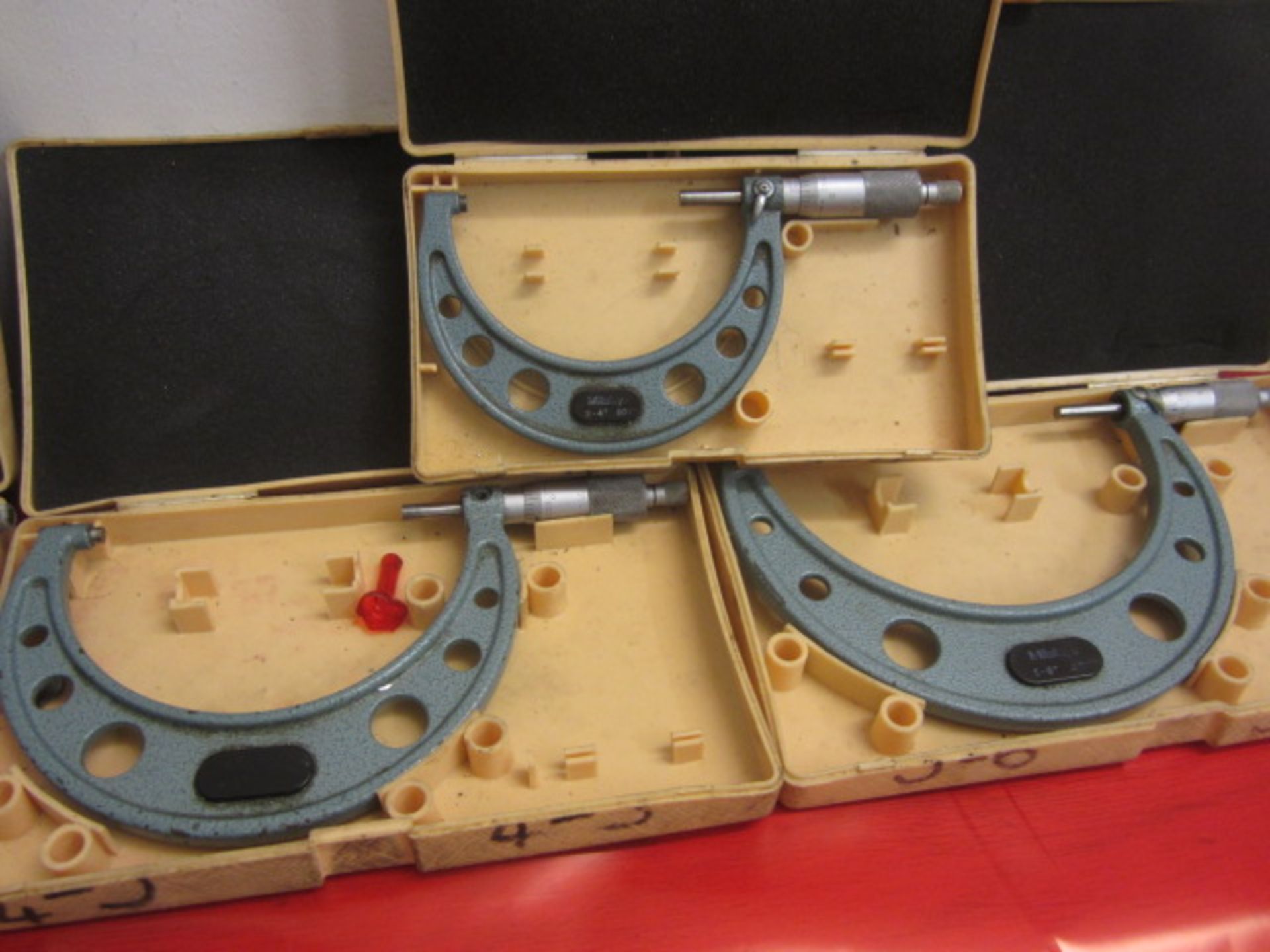 Four Mitutoyo micrometers (2 x 5-6", 1 x 4-5", 1 x 3-4") - Image 3 of 3