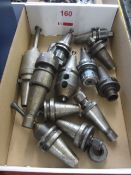 Box and contents to include assorted HSS tool holders and tooling (where fitted) (as lotted)