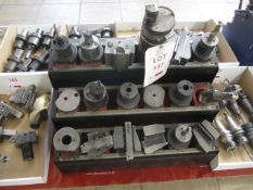 Tool rack and contents to include assorted HSS tool holders and tooling (as lotted)