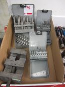 Box of assorted jobber blanks and 4" machine vice