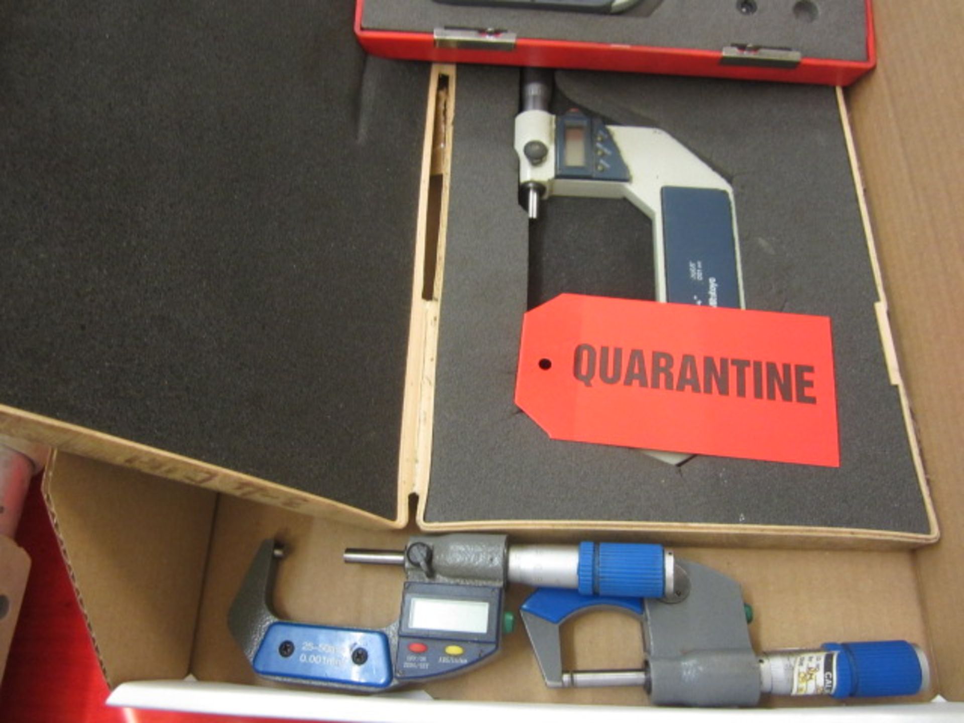 Box and contents including assorted out of commission micrometers (spares only) - Image 2 of 2