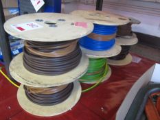 Six reels of assorted wire stock