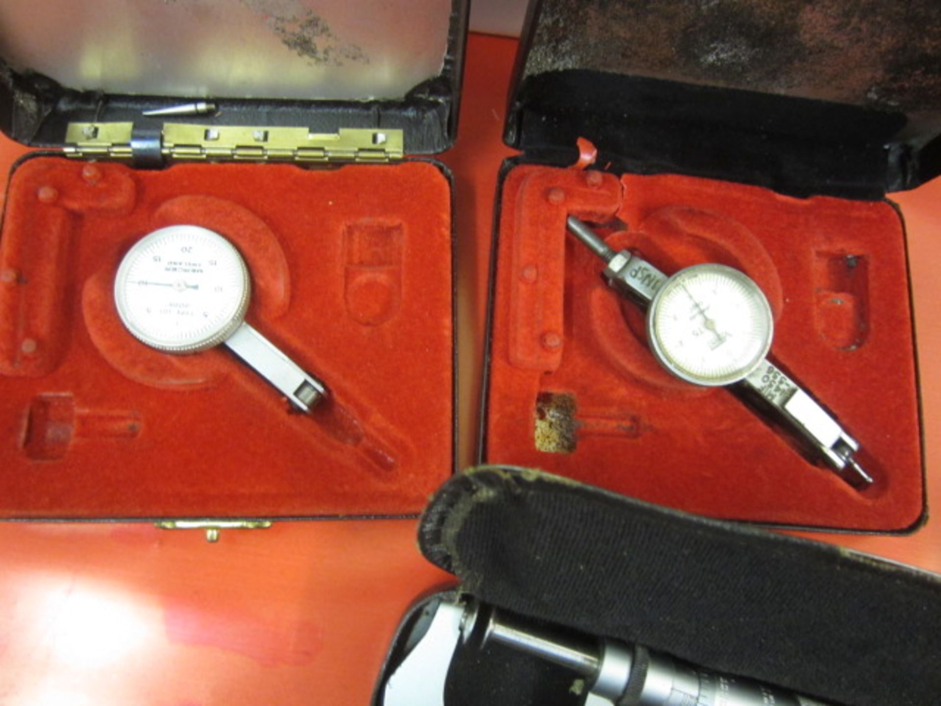 Three Mitutoyo micrometers including flange micrometer and two dial test indicators - Image 3 of 3