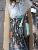 Box and contents to include assorted HSS drill bits