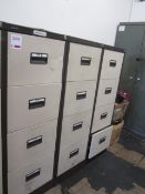 Four 4-drawer steel filing cabinets