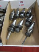 Box and contents to include assorted HSS tool holders and tooling (where fitted) (as lotted)