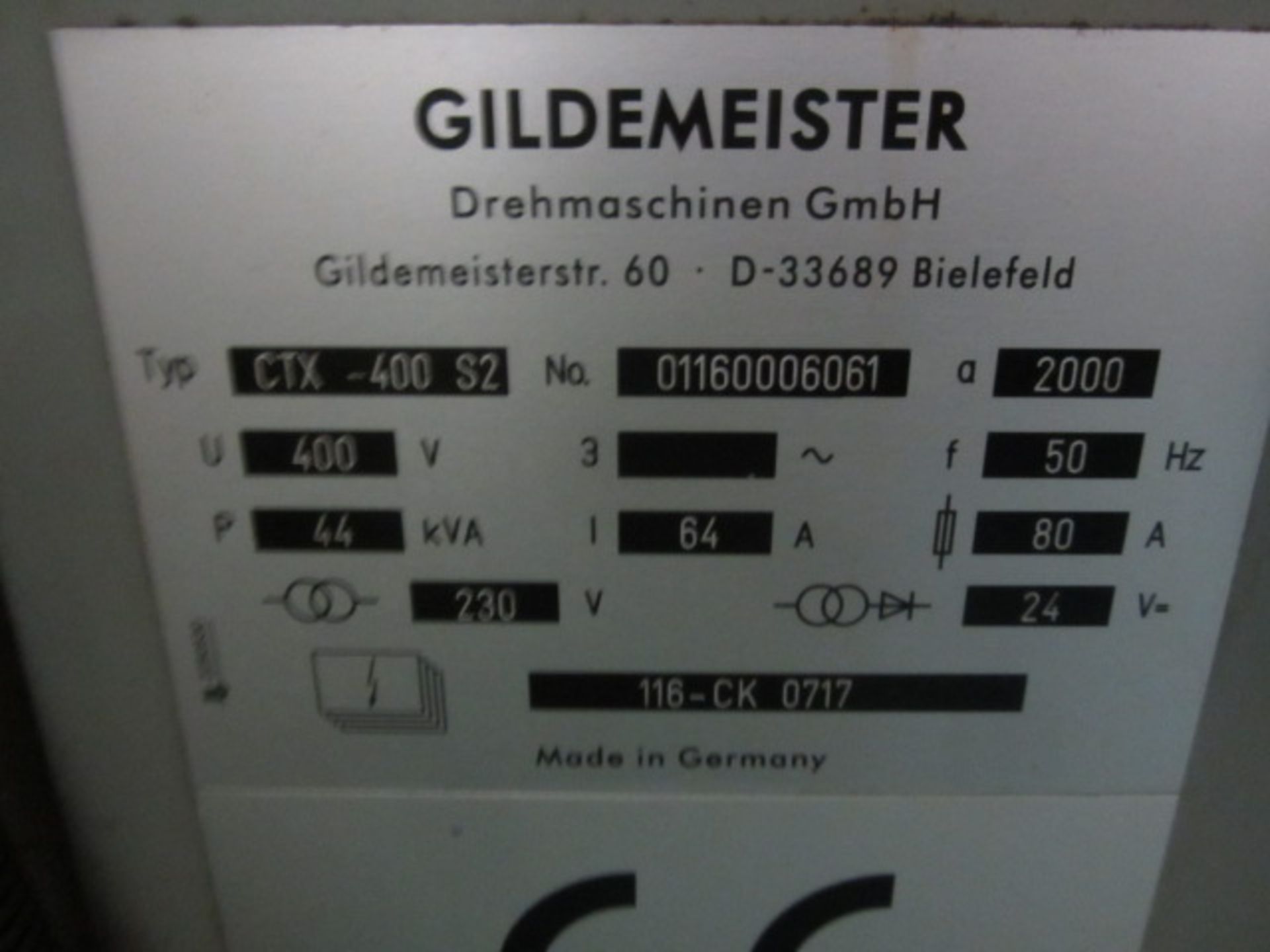 Gildemeister CTX400-52 slant bed CNC turning centre, serial no: 011600006061, Heidenhain CNC pilot - Image 6 of 6