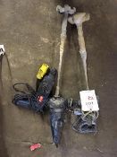 Two various 240v paddle mixers and Ryobi 110v ERH-60 rotary hammer drill (working condition unknown)