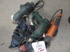 Assorted electrical tools including sanders, hot air guns, 240v. Located at main schoolPlease