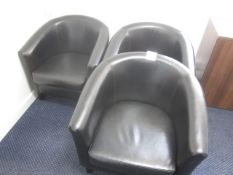 3 x leatherette tub chairs. Located at main schoolPlease note: This lot, for VAT purposes, is sold