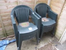 12 x plastic garden chairs. Located at 6th form premisesPlease note: This lot, for VAT purposes,