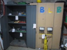 Metal 2 door storage cupboard, 4 x personnel lockers. Located at main schoolPlease note: This lot,