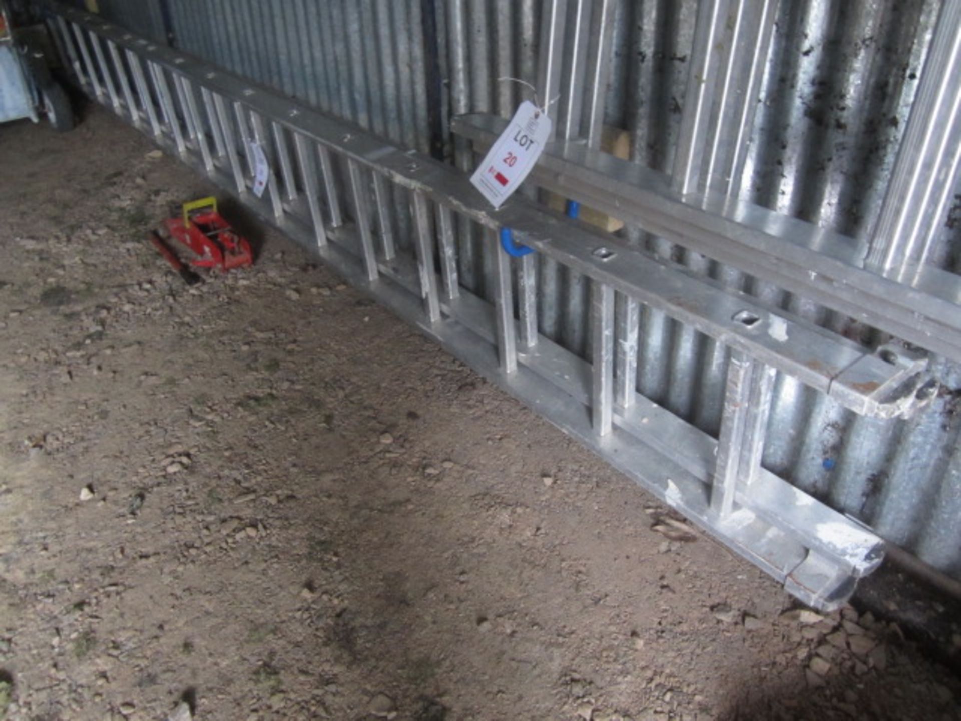 Aluminium double extension ladder. Located at main schoolPlease note: This lot, for VAT purposes, is - Image 2 of 2