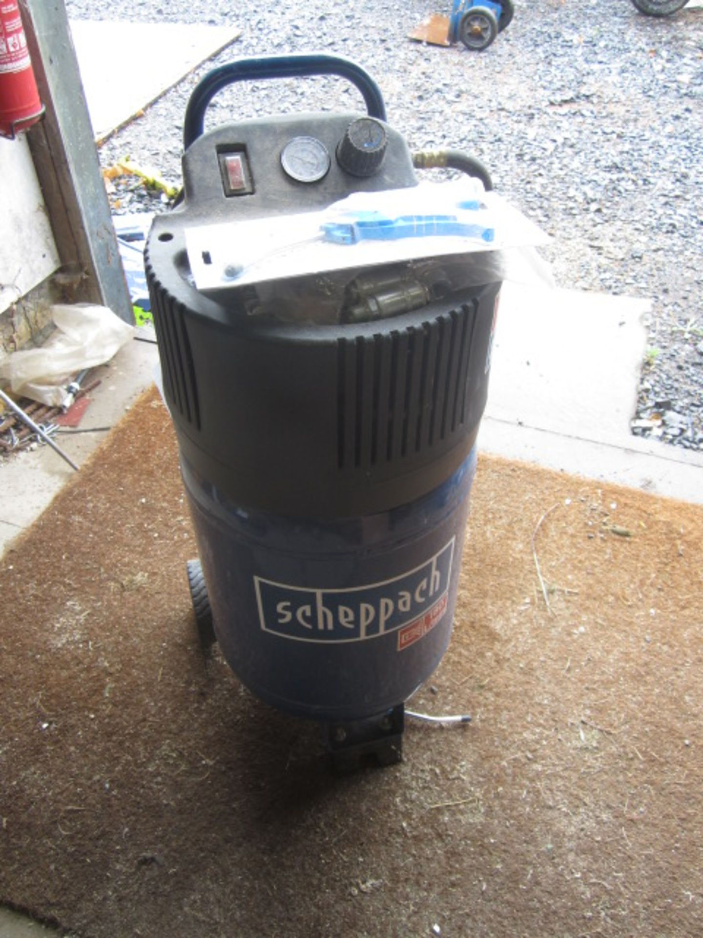 Scheppach 2.0hp compressor, model HC30V, s/n: 0192-09451, 30Litre (2017). Located at main