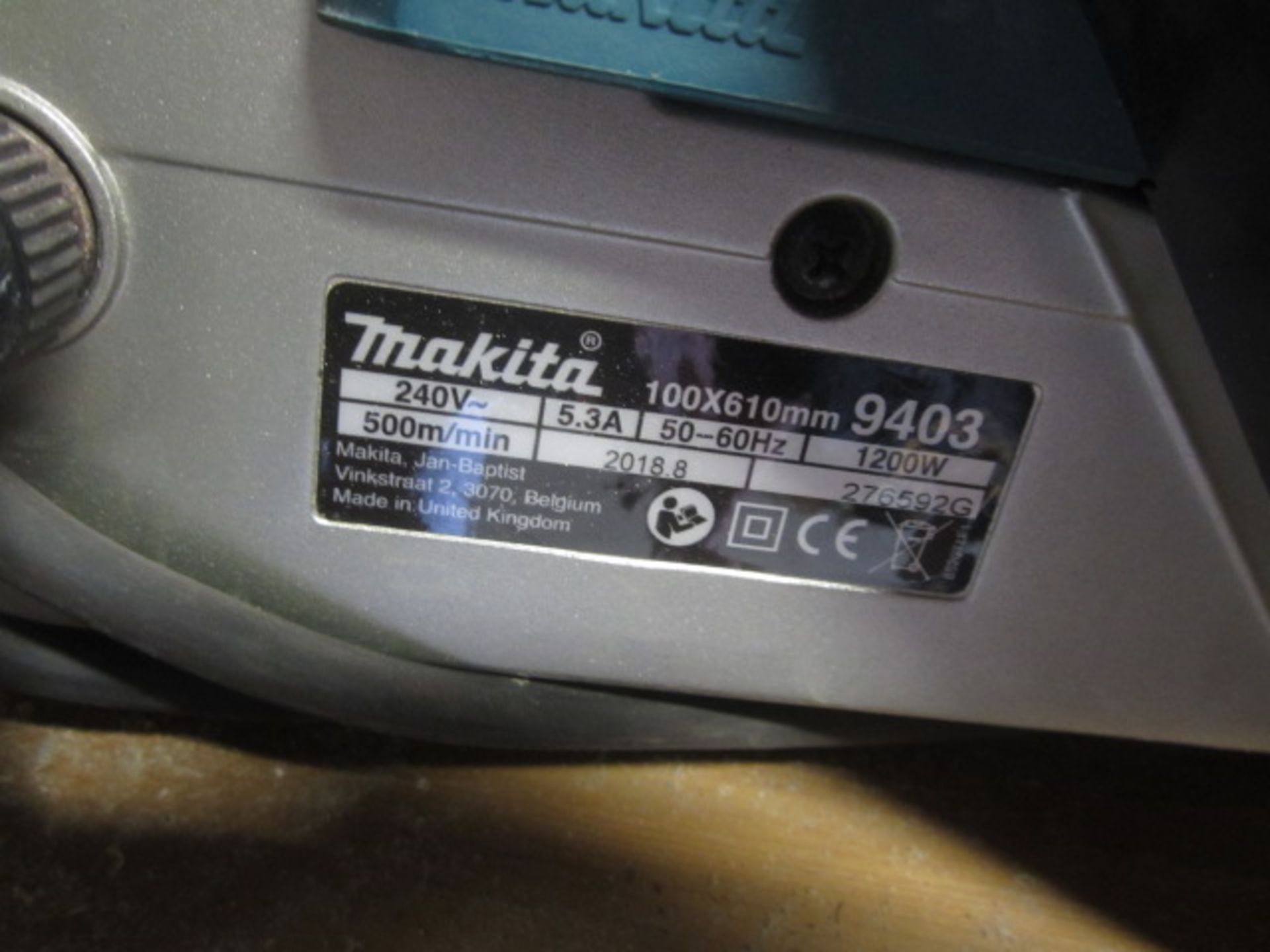 Makita 940B 100 x 610mm belt sander, 1200v, 240v. Located at main schoolPlease note: This lot, for - Image 2 of 3