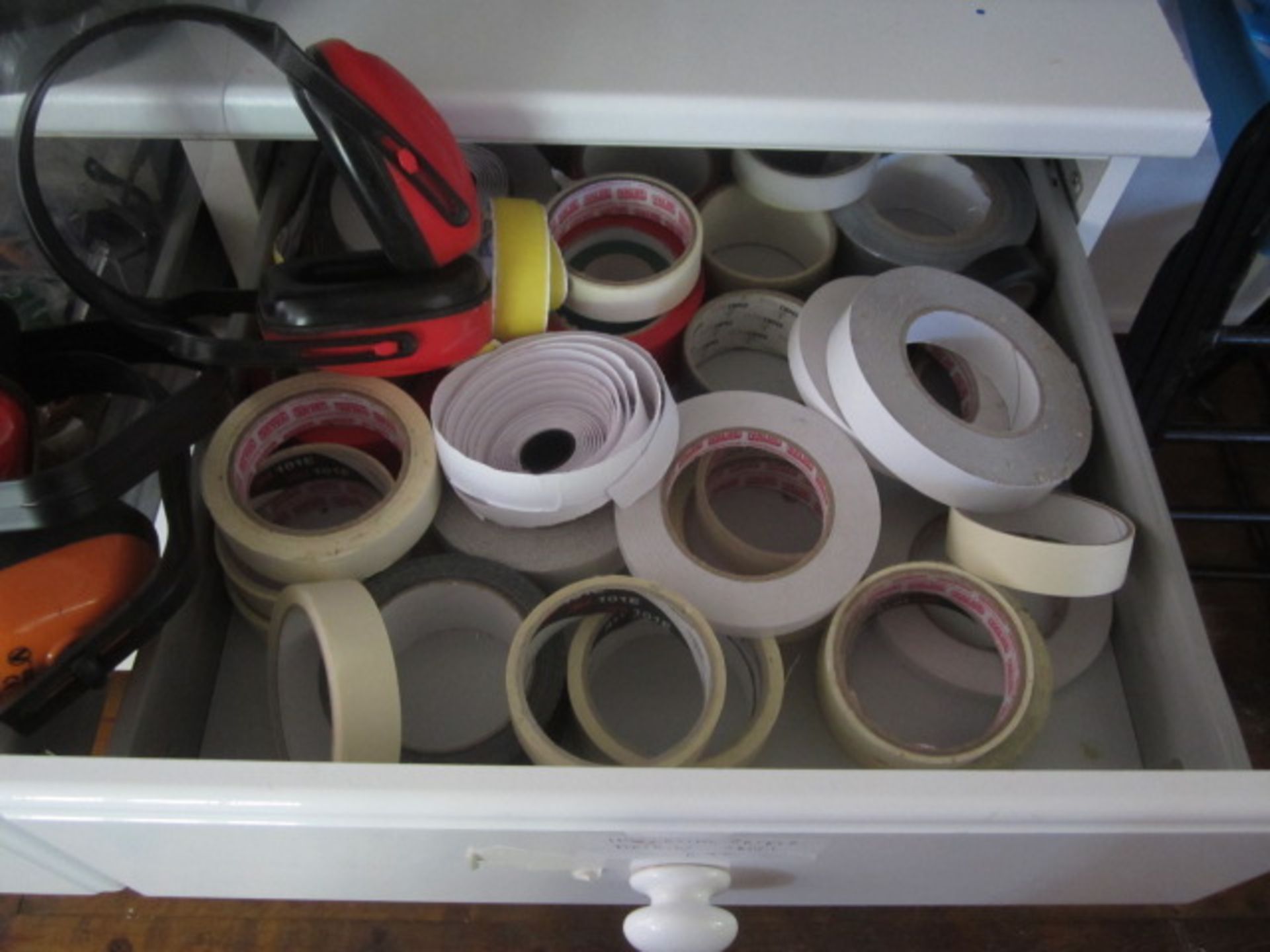 3 x contents of drawer including callipers, metal rulers, compasses, tape measures, ear defenders, - Image 4 of 4