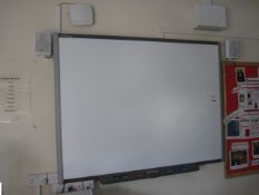 Smart Tech wall mounted smart board, 2 x speakers, Toshiba TCP-XD200 ceiling mounted projector.