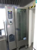 Rational stainless steel mobile commercial self cooking centre, model SCC 201, approx. size: 900mm x