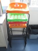 4 x metal frame plastic seat high stools. Located at main schoolPlease note: This lot, for VAT