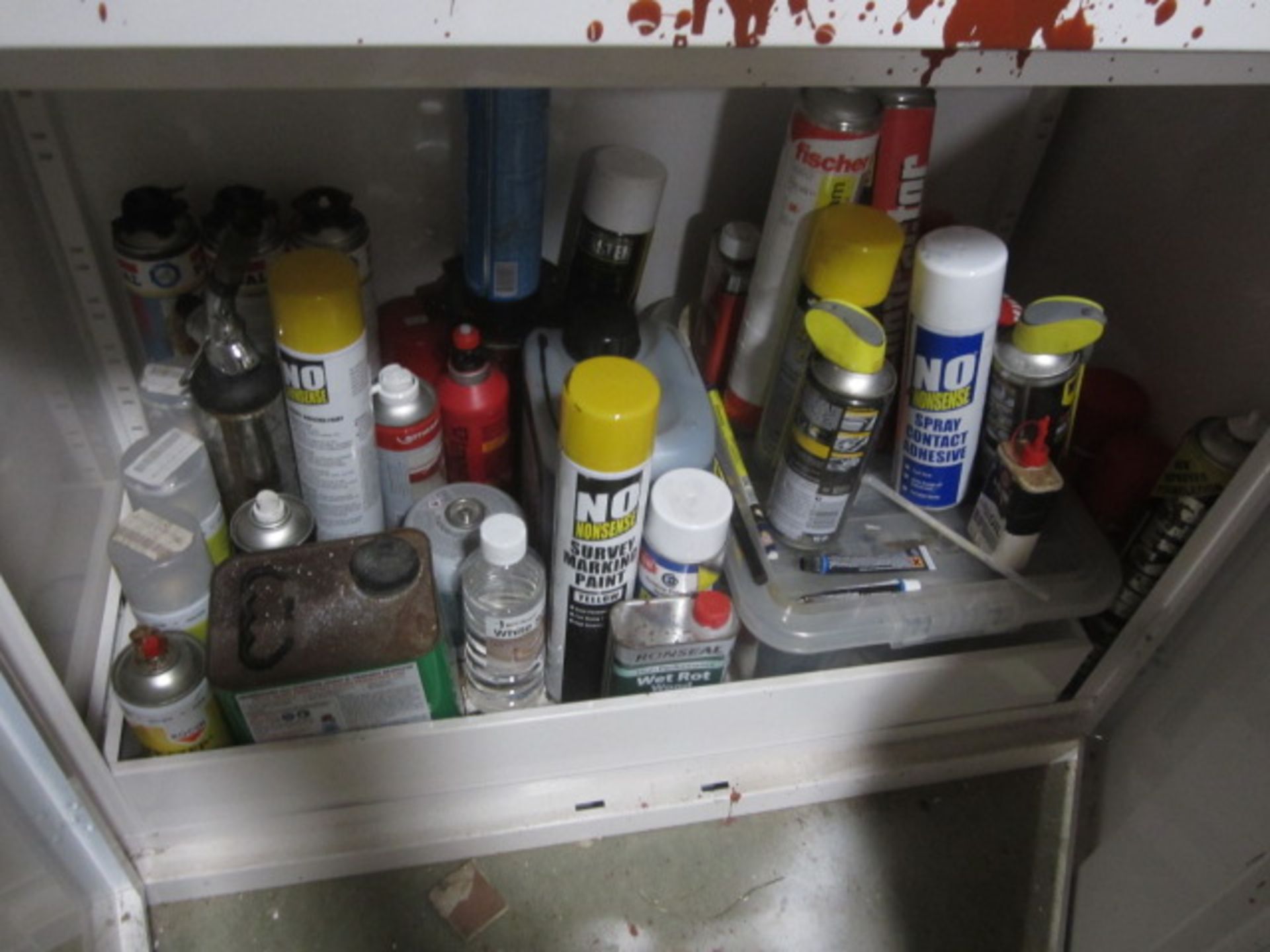 2 x assorted metal storage boxes with contents including spray paints etc. Located at main - Image 2 of 2