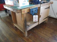 Carpenters work bench with 2 x quick release vices. Located at Church FarmPlease note: This lot, for