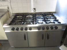 Moorwood Vulcan stainless steel 8 burner LPG cooker with single and double oven, approx. size:...