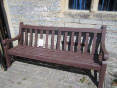 Timber slatted garden bench, 2m. Located at main schoolPlease note: This lot, for VAT purposes, is