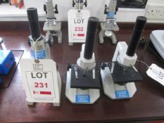 3 x assorted microscopes. Located at main schoolPlease note: This lot, for VAT purposes, is sold