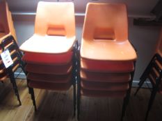 10 x plastic stacking chairs. Located at main schoolPlease note: This lot, for VAT purposes, is sold