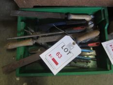 Assorted hand files, tin snips etc. Located at main schoolPlease note: This lot, for VAT purposes,