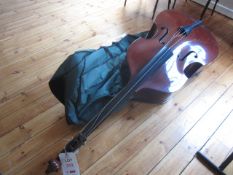 Unbadged double bass and case - in need of repair. Located at main schoolPlease note: This lot,