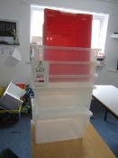 Assorted plastic storage boxes. Located at main schoolPlease note: This lot, for VAT purposes, is