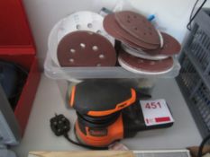 Von Haus orbital sander, 240v, quantity of assorted sanding pads. Located at Church FarmPlease note: