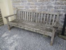 Timber slatted garden bench, 1.9m. Located at Church FarmPlease note: This lot, for VAT purposes, is