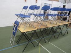 10 x wood effect folding exam tables, 11 x folding chairs. Located at main schoolPlease note: This