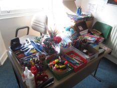 Quantity of assorted sundries including pens, pencils, marker pens, rubbers, drawing pins, staplers,